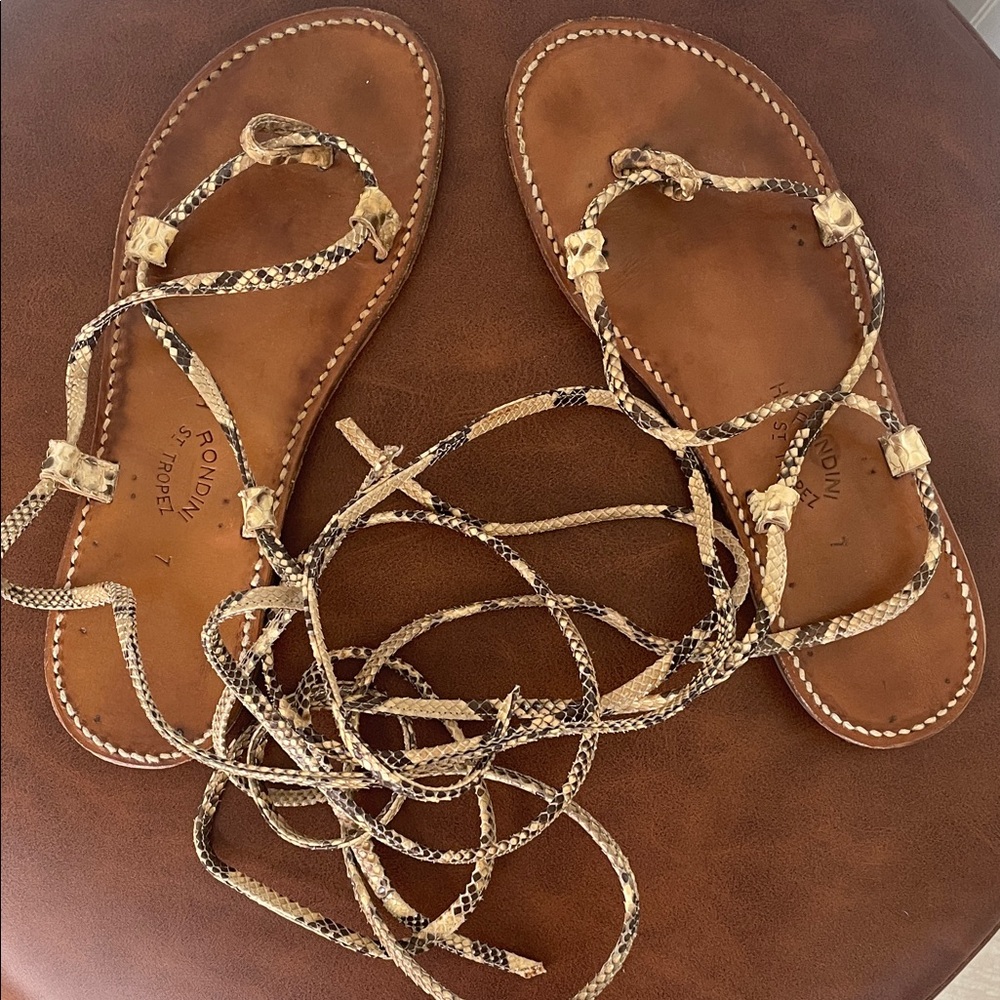 St. Tropez Bikini Brown Python Snake Leather Lace… - image 1